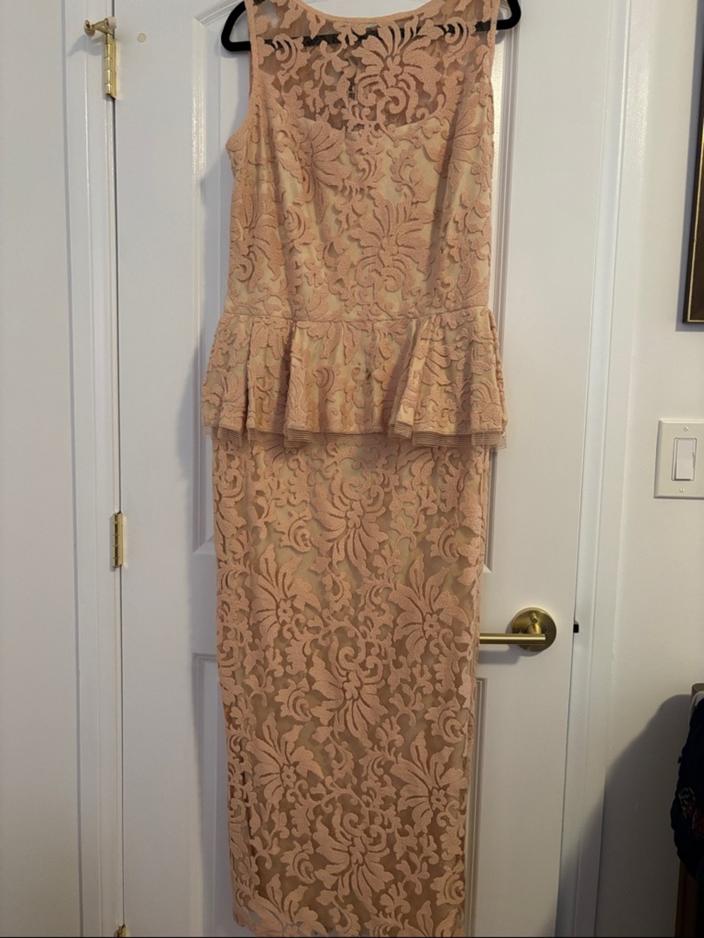 Tadashi Shoji Peplum Lace Dress in Blush in sz16